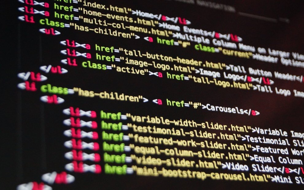 HTML-Code auf einem Bildschirm